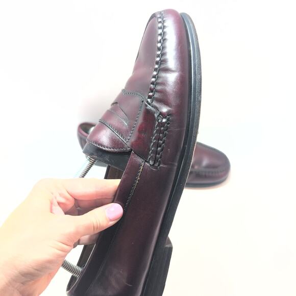 Cole Haan Cordovan Moc Toe Burgundy Dress Pinch Penny Loafers Men's 10.5D - Picture 2 of 8